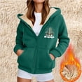 thumbnail image 2 of Womens Fleece Jacket, Holiday-Themed Ladies' Hooded Sweatshirt Jacket, 2 of 5