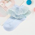 thumbnail image 4 of Baby Girl Socks Spring Autumn Cute Cotton Delicate Embroidery Lace Princess Socks Blue 3-4 Years, 4 of 4
