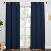 P5HAO Window Treatment Energy Saving Thermal Insulated Solid Grommet Blackout Curtains/Drapes for Living Room (Navy, 1 Pair, 42 by 84-Inch) Navy 42 in x 84 in (W x L)
