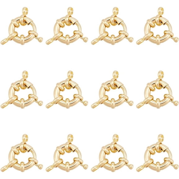 12Pcs 18K Gold Plated Spring Ring Clasps 22mm Round Clasps for Necklaces Bracelet Metal Close Ring Clasp Smooth Surface Clasp Connector Findings for DIY Necklace Bracelet Jewelry Making Making DIY