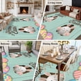 thumbnail image 5 of Green Easter Area Rugs 5'x7', Small Throw Rugs for Laundry Room Playroom, Spring Cartoon Bunny Colorful Eggs Wood Grain Indoor Outdoor Rug Non-Slip Low Pile Carpet Runner Reversible Floor Mats, 5 of 8