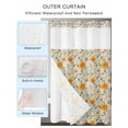 thumbnail image 4 of No Hook Shower Curtain with Snap-in Liner, Spring Daisy Waterproof Fabric Bathroom Curtains, Country Vintage Yellow White Floral Leaf Bath Curtains & Mesh Top Window Stall 48"x72", 4 of 9