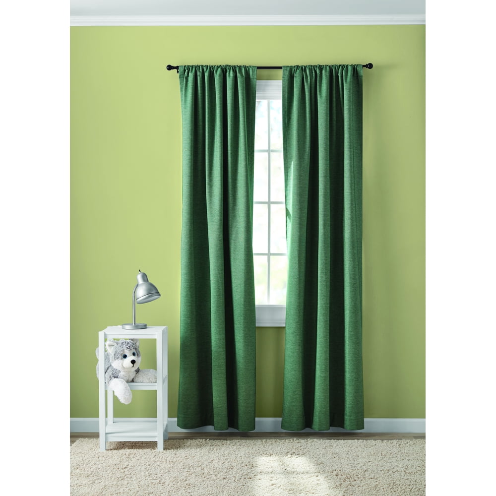 Your Zone Chambray Blackout Window Curtains, Set of 2, 38" x 84", Green