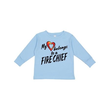 

Inktastic My Heart Belongs to a Fire Chief with Red Heart Boys or Girls Long Sleeve Toddler T-Shirt