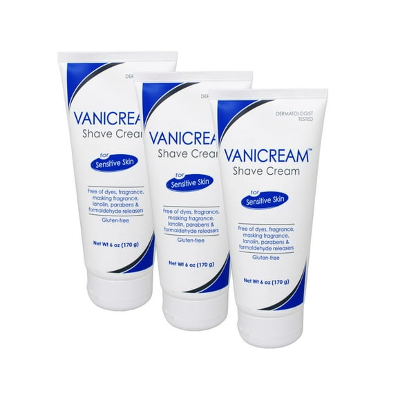 3 Pack Vanicream Shave Cream For Sensitive Skin 6oz Each