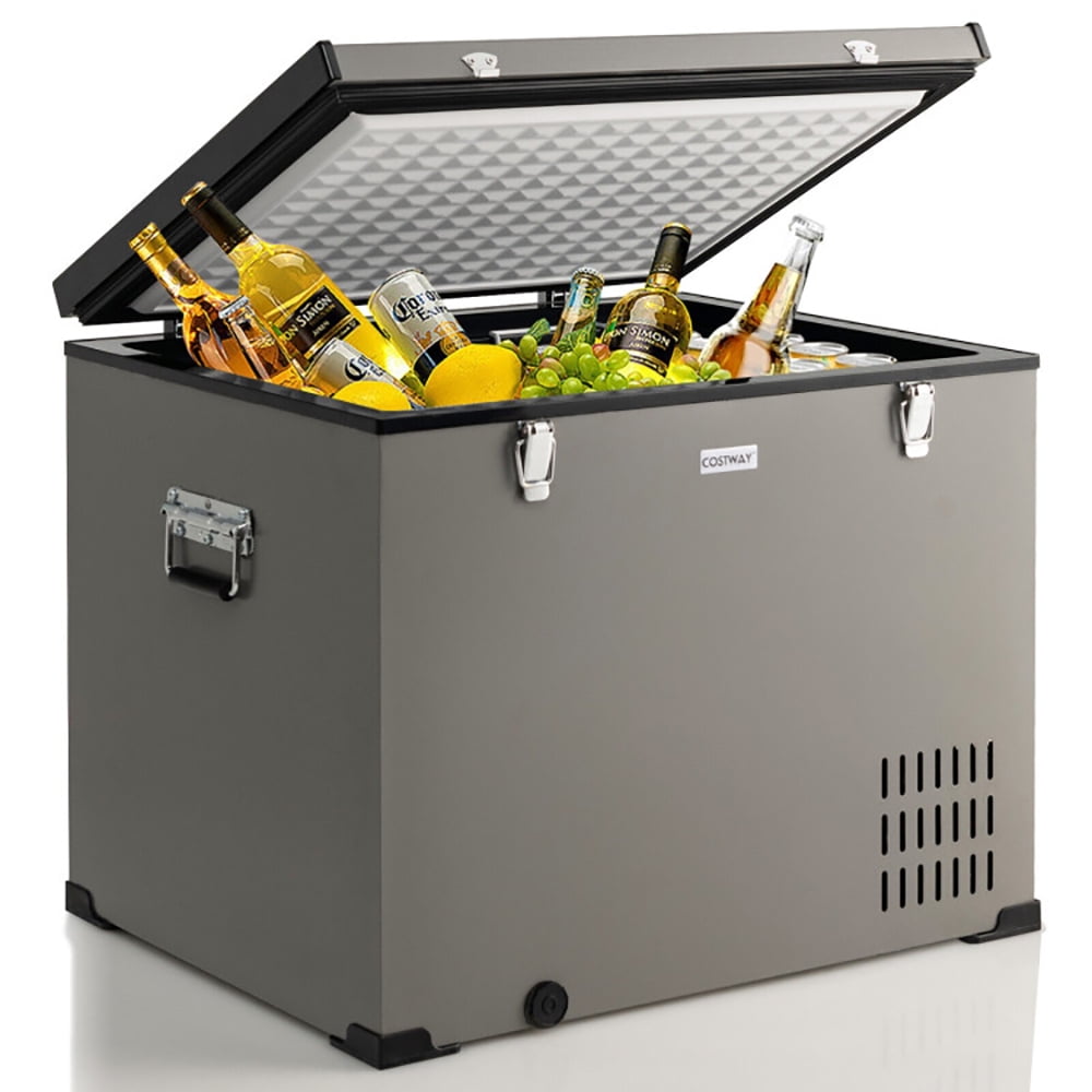 Resenkos 90 QT Portable Car Refrigerator Freezer with Compressor-Gray, Portable Fridge Car Refrigerator Fast Cooling Freezer for Fishing, Camping, RV, Truck, Boat