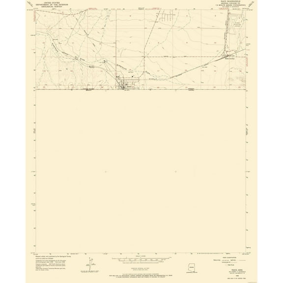 Topographical Map - Naco Arizona Quad - USGS 1958 - Vintage Wall Art