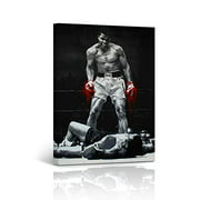Muhammad Ali vs Sonny Liston Canvas Print First Minute First Round Knockout Splash Painting Red Gloves in Black and White Inspirational Wall Art Home Decor Ready to Hang -%100 Handmade in USA 22x15