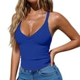 thumbnail image 2 of Endives Womens Tank Tops Ribbed Workout Tank Top With Built in Bra Tight Racerback Neck Athletic Sport Tank Top Blue, 2 of 4