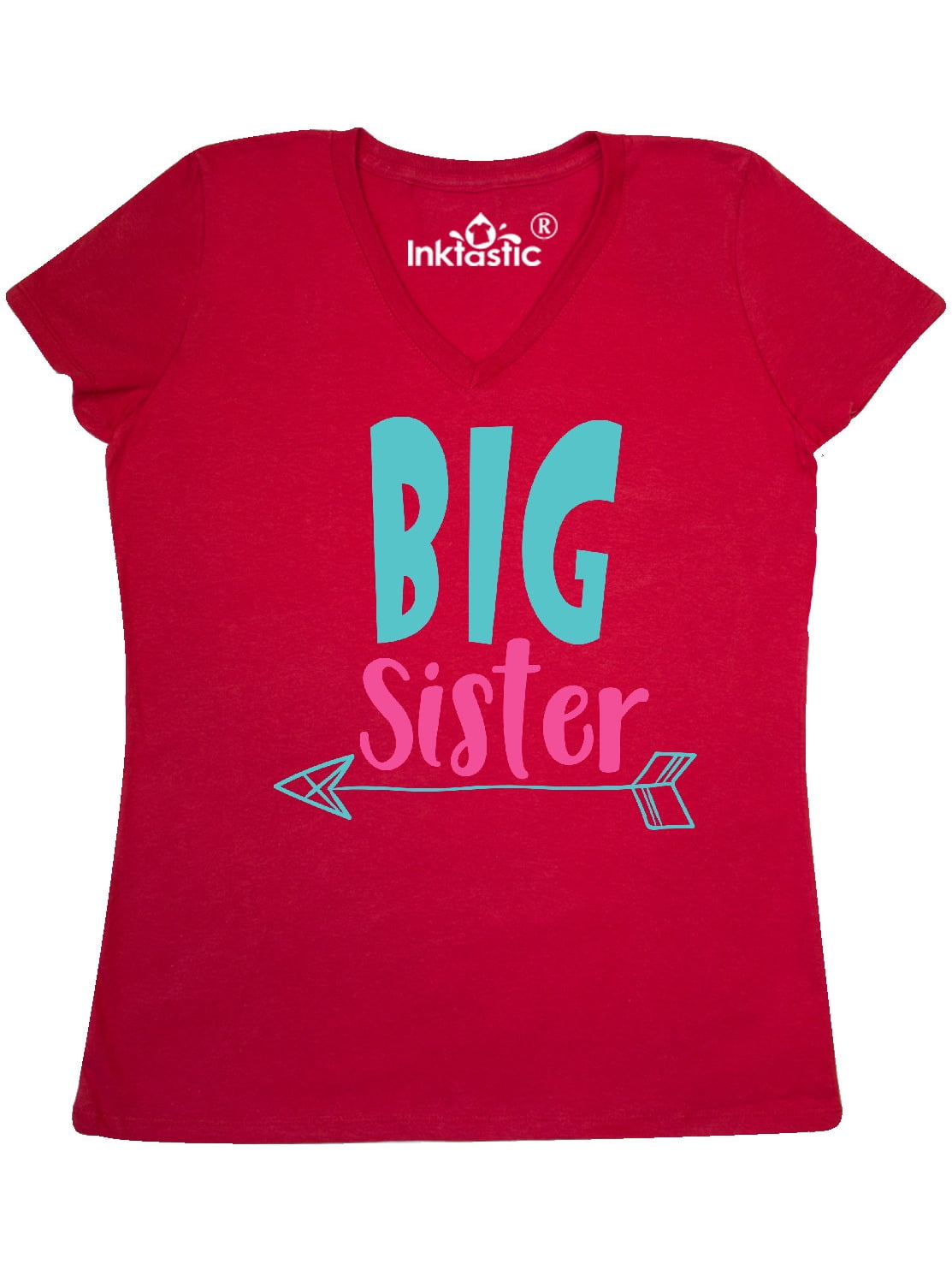 INKtastic - Big Sister, Older Sister, Arrow - Blue Pink Women's V-Neck ...