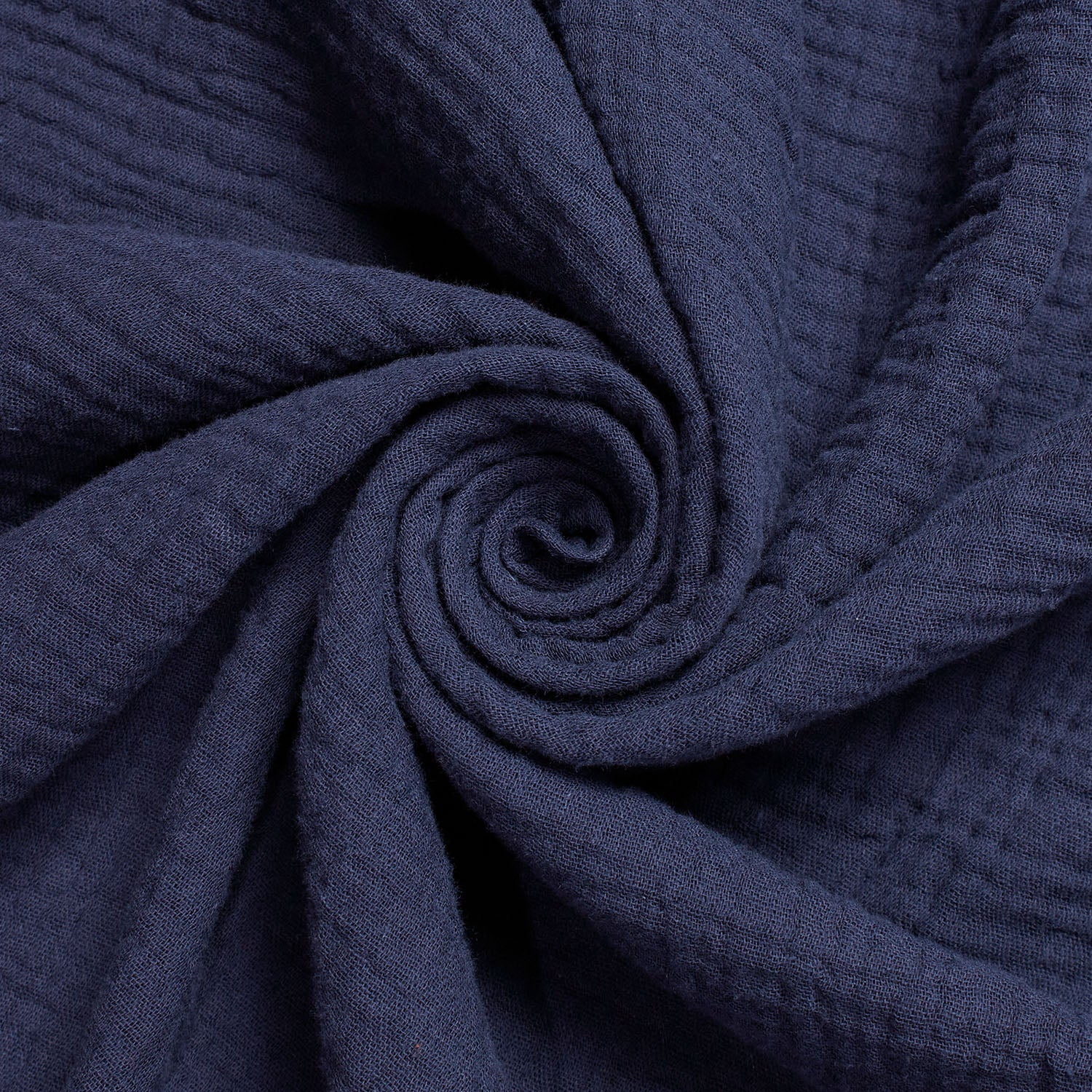 Double Cotton Gauze Fabric Woven Sheer Crinkle Texture Gause Cloth Material By The Yard & Wholesale - Navy Blue (5 Yards)