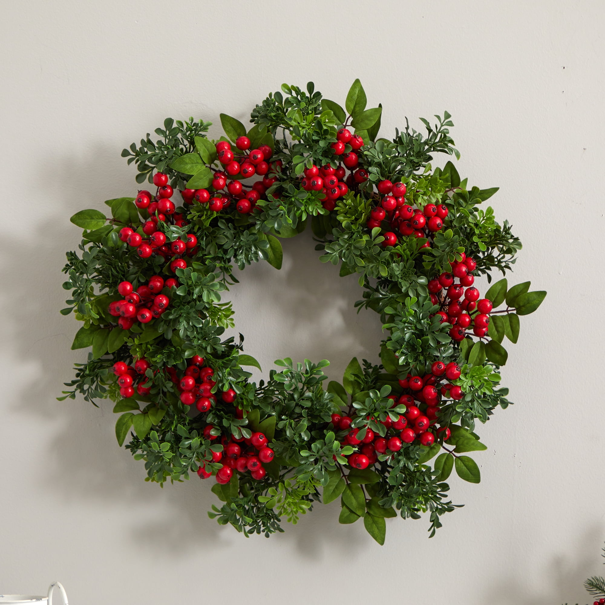 Nearly Natural Polyester Holiday Wreath, 24" (Assorted Colors)