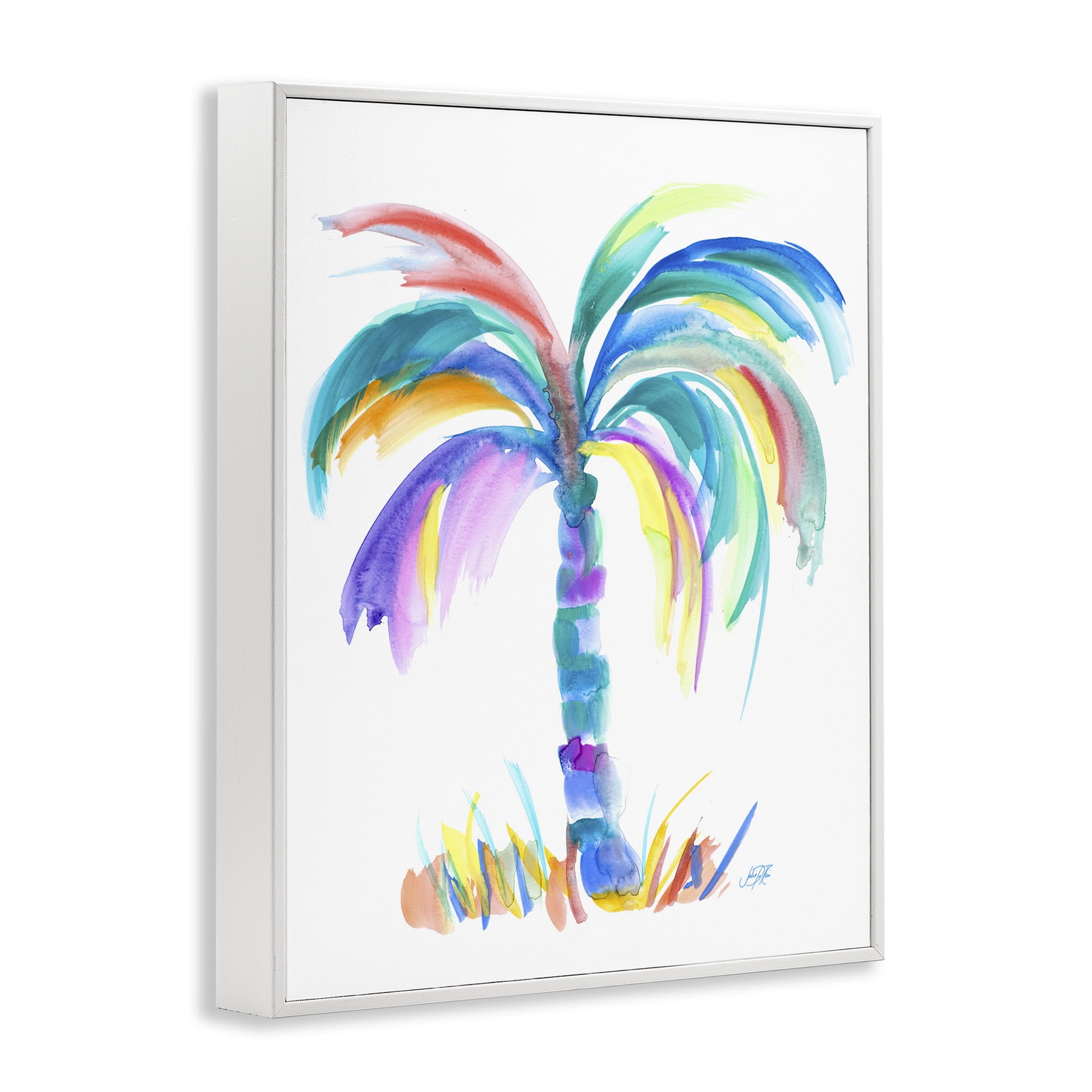 Stupell Industries Brushed Palm Tree Botanical & Floral Painting White Framed Art Print Wall Art, 24 x 30