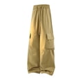 thumbnail image 2 of Mifsaly Wide Leg Cargo Pants Men Oversized Loose Casual Pant Drawstring Elastic Waist Baggy Hip Hop Streetwear Trousers with Multi Pockets S, 2 of 6