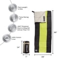 thumbnail image 2 of Saco de dormir para niños: bolsa de transporte liviana con correas de compresión para acampar, hacer mochileros y fiestas de pijamas de Wakeman Outdoors (verde neón/negro), 2 of 5