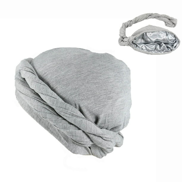 Turbante para hombre con forro de satén y trenzas preatadas, ideal para dormir (circunferencia de la cabeza: 60-62 cm/23,62-24,41 pulgadas)