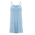 thumbnail image 4 of Vedolay Women Summer Mini Romper Dress Casual Sleeveless Spaghetti Strap Sundress Workout Short Tennis Dress with Pockets（Light Blue,L）, 4 of 7