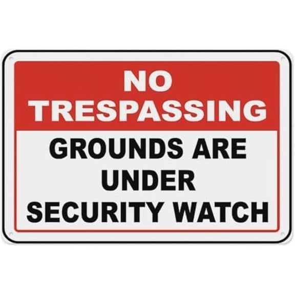Warning Sign - Grounds are Under Security Watch, Tin Sign, Warning Metal Sign, Vintage Wall Decor, for Home, Farm, Bar, Coffee Shop, Club, 12X8 Inch
