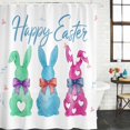 thumbnail image 2 of Happy Easter Shower Curtain, Waterproof Shower Curtains for Bathroom, Green Blue Purple Rabbits Love Heart Floral Washable Fabric Bathtub Curtain Set Bath Decor with 12 Hooks Standard 72"x72", 2 of 8