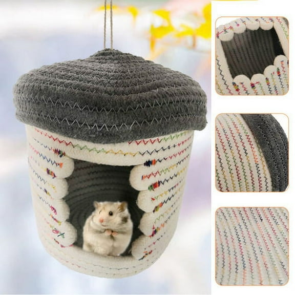 Cheers.US Hamster Nest Fine Weaving Workmanship Pet Hideout Creative Parrot Hamster Sleeping Nest House with Hanging Rope,Suitable for Hamsters, Guinea Pigs
