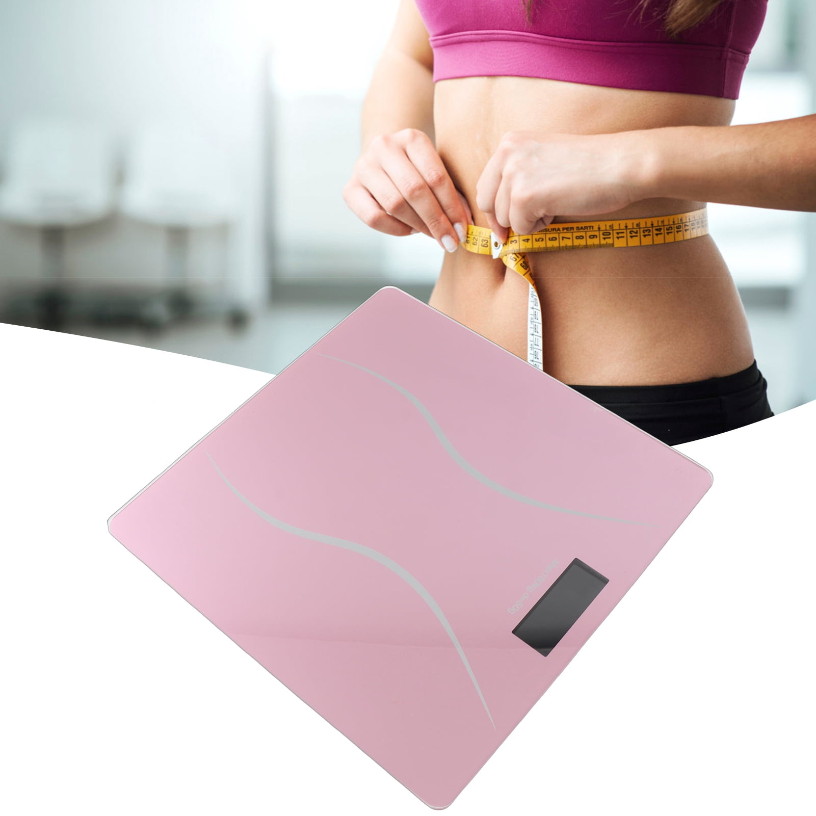 M Buder 400lb Digital Body Weight Scale Electronic LCD Backlight Display Ultrathin Auto-On Pink