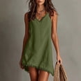 thumbnail image 2 of SAWOBUUN Womens Fringe Mini Dress Sleeveless V Neck Adjustable Spaghetti Strap Tank Dress Summer Beach Vacation Sundress, 2 of 9