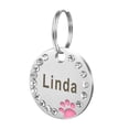 thumbnail image 1 of Trayknick 25mm Metal Blank Dog Tag Paw Rhinestone Pet Cat ID Name Engraved Key Ring Chain, 1 of 13