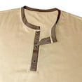 thumbnail image 6 of ZunFeo Mens Short Sleeve Henley Shirt Casual Button Placket Tee Soft 100% Cotton Big and Tall Sizes S-3XL Beige with Contrast Shoulder Seam Accents,Size 3XL, 6 of 6