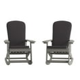 thumbnail image 2 of Merrick Lane All-Weather Gray Polyresin Adirondack Rocking Chair with Vertical Slats and Gray Weather Resistant Cushions, 2 of 15
