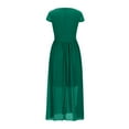 thumbnail image 5 of Sakmal Green Summer Dresses Plus Size Evening Maxi A Line Dress V Neck Short Sleeve Solid Dresses, 5 of 6