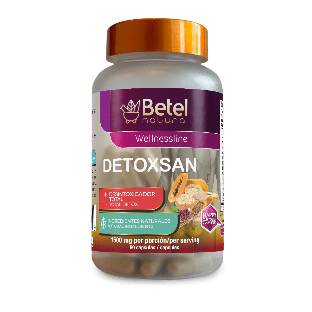 Detoxsan Capsules Total Detox Cleanse by Betel Natural - Healthy Liver and Colon - 1000 mg per Serving