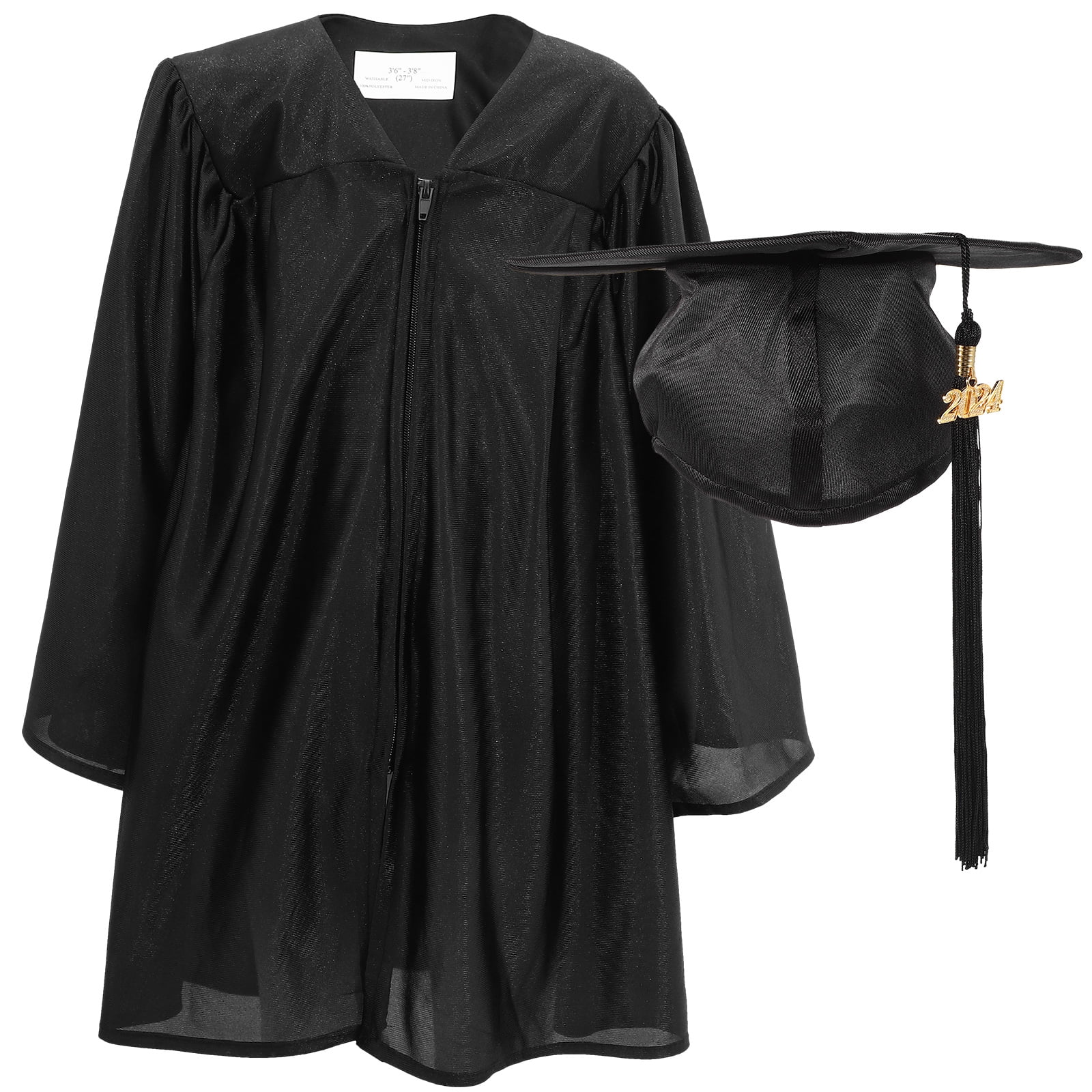 Moily Adult Graduation Cap And Gown Tassel Set 2023 For High School And Bachelor Cosplay Costume Black 3X-Large