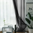 thumbnail image 5 of Lumento Window Curtain 2 Panels Curtains Clear Long Sheer Voile Rod Pocket Basic Home Decor Black 2PC-W: 28" x H: 47", 5 of 5