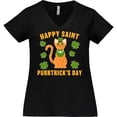 thumbnail image 3 of Inktastic St. Patrick's Day Happy Saint Purrtrick's Day Women's Plus Size V-Neck T-Shirt, 3 of 5
