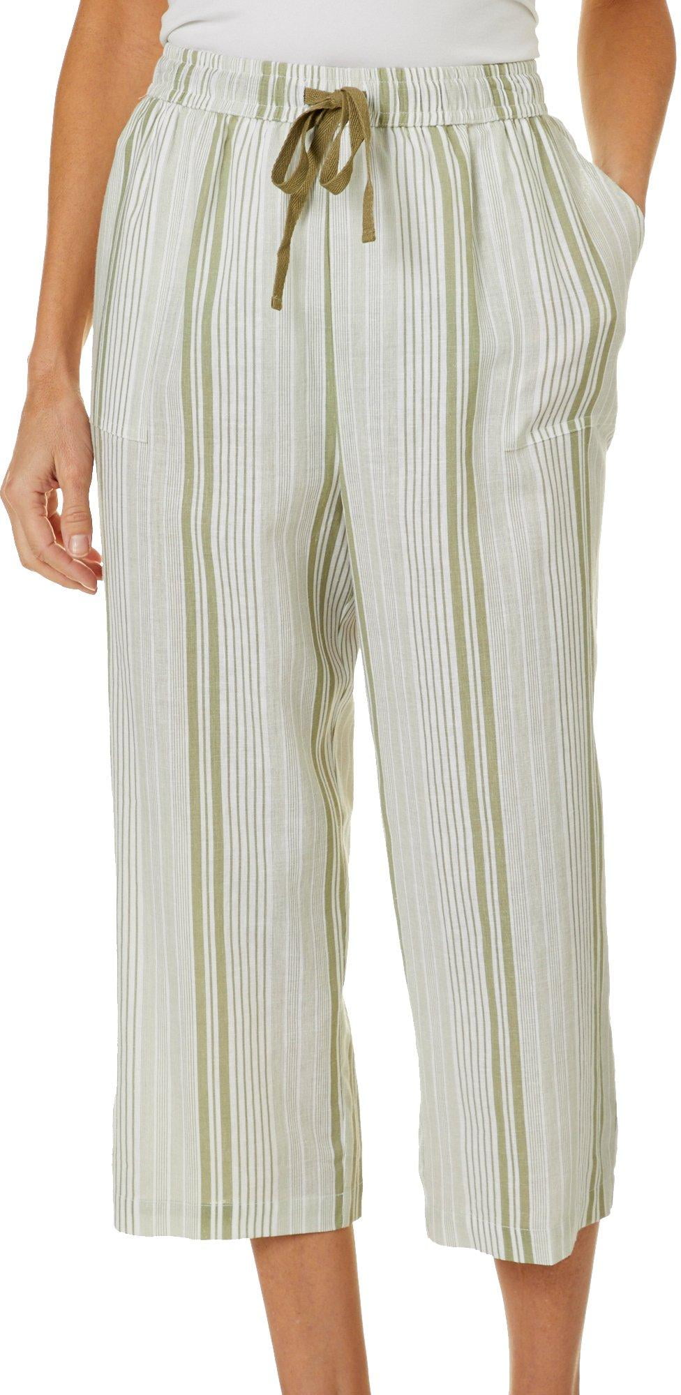 petite striped linen pants