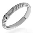 thumbnail image 2 of 925 Sterling Silver Feather Light Round Open End Bangle Bracelet with Hinged Clasp, 2 of 3