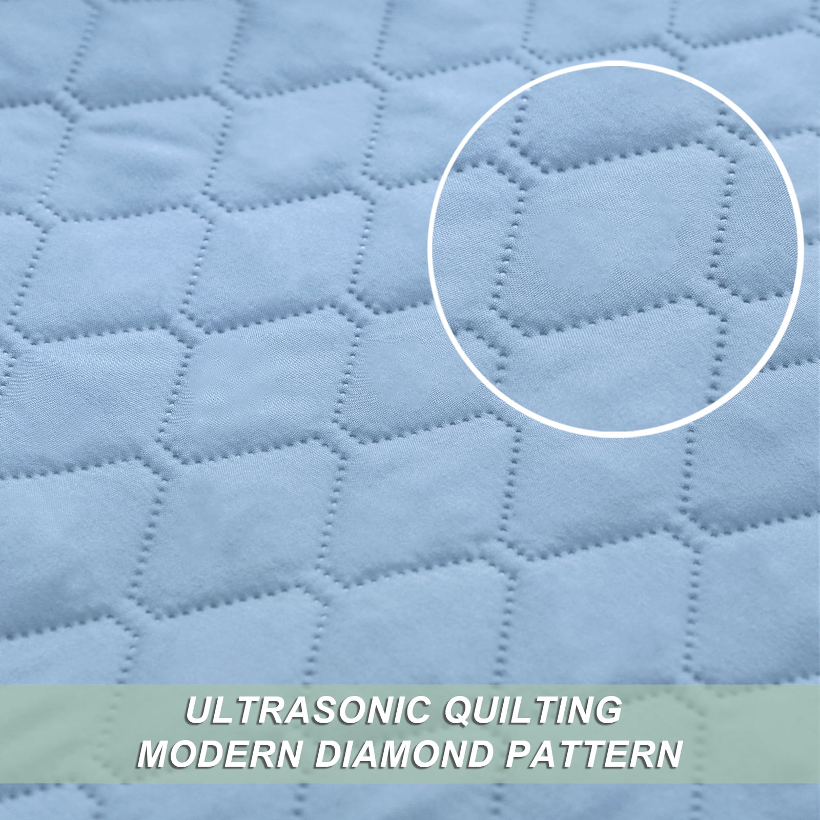 Exclusivo Mezcla Twin Quilt Set, 2-Piece Lightweight Twin Quilts Soft Bedspreads Bed Coverlets, Sky Blue, 68"x88"