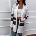 thumbnail image 2 of CEHVOM Cardigan à Manches Longues à Rayures Colorées pour Femmes, Manteau Décontracté d'Automne en Solde, 2 of 7