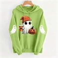 thumbnail image 4 of SSZMDLB Women Fall Holiday Hooded Graphic Casual Pullover Tops Long Sleeve Crew Neck Sweatshirt Tee Loose Fit Streetwear Y2K Aesthetic Cozy Outdoor Party, Mint Green L, 4 of 6