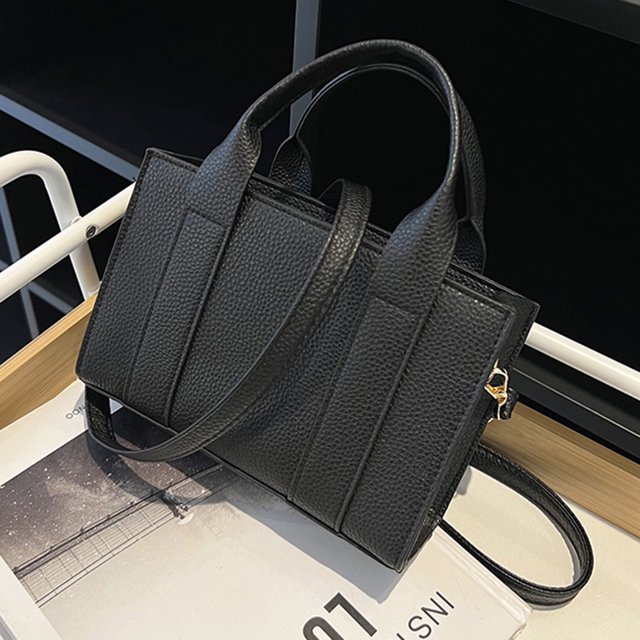 Bolsos de hombro de color sólido Bolsos de mujer de cuero PU simple para el trabajo (negro)