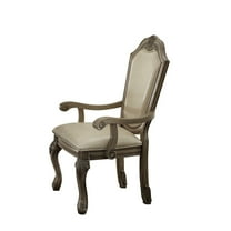 Chateau de Ville Arm Chair (Set-2), PU  Antique White