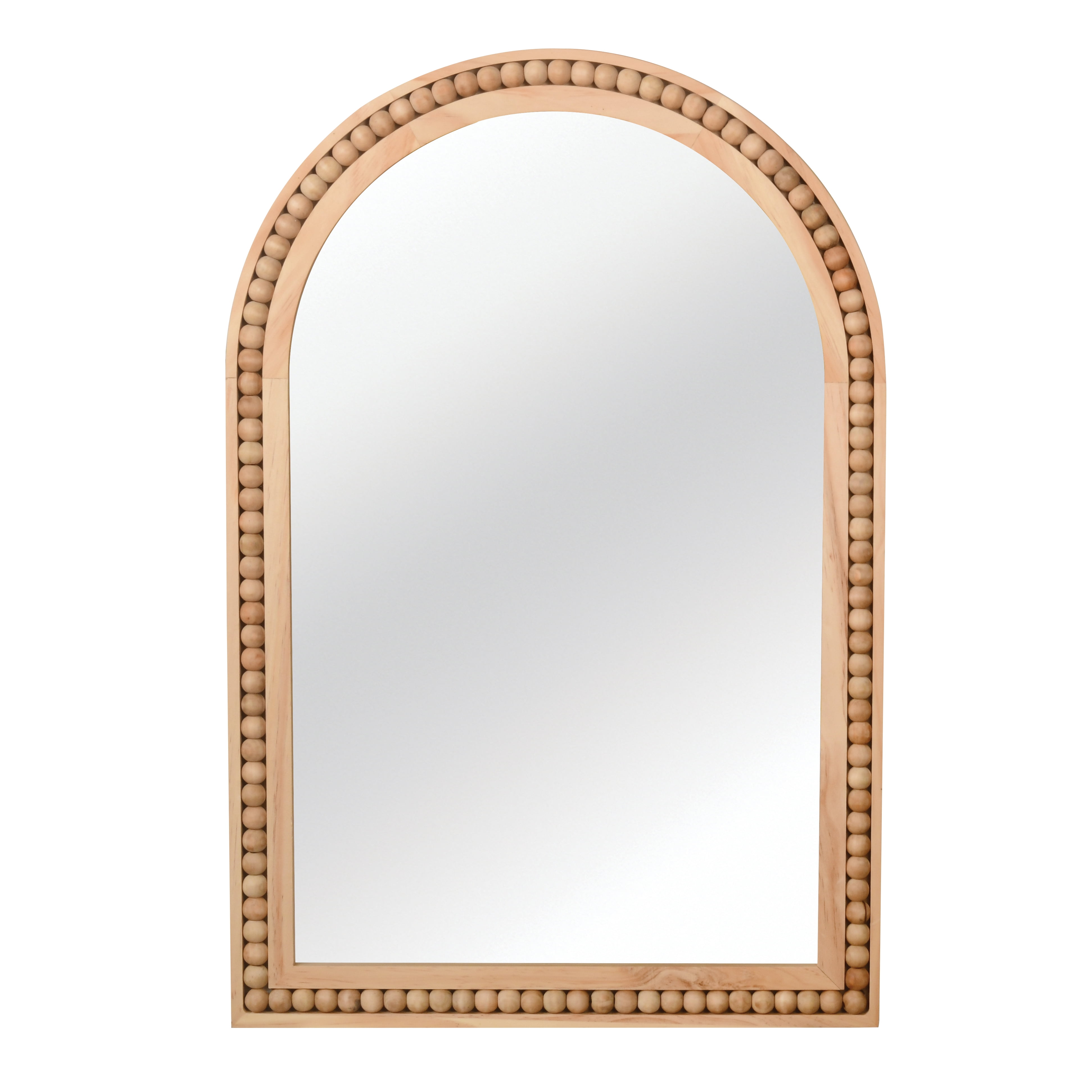 Leumius 36"x 24" Arched Bathroom Mirror Wall Mirror with Wooden Frame,Rustic Farmhouse Decor Mirror for Entryway, Bathroom & Living Room,Natural