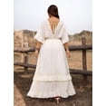 thumbnail image 2 of Apricot Plus Size Casual Vacation Tie Front Maxi Dress With Ruffles, Spring Summer, 2 of 7