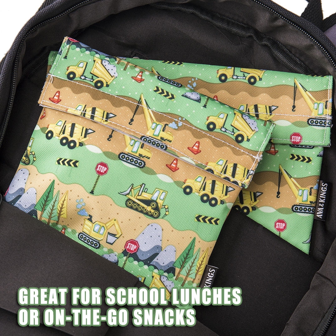 Ava Kings 2pc Eco Friendly Reusable Snack Bags Sandwich Wrap W Insulated Fabric Great For School Lunch Work Picnic Food Boys S Sizes