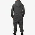 thumbnail image 5 of Mens Rompers for Adults Men's Autumn Winter Warm Splicing Casual Hooded Zipper Solid Pocketed Jumpsuits Mens Jumpsuit Dark Gray XXXL, 5 of 6