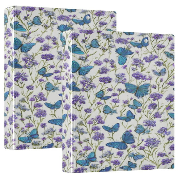 3 Ring Binder 1.5 inch Round Rings with Interior Pockets Binders Organizer Office School 1Pack Small Blue Butterflies