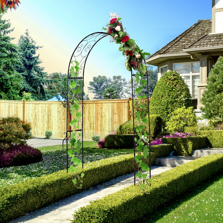 Outsunny 7.5ft Garden Metal Arch Outdoor Walkway Arbor for Decorative ...