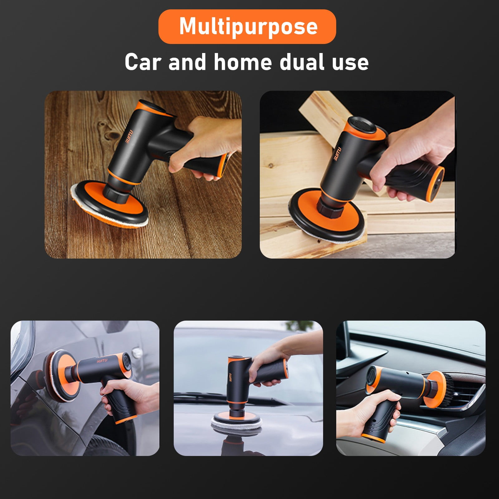 Cordless Car Polisher Tool Set - Drill-Attach Variable Speed Polisher with 2000mAh Battery & Polishing Pads, Portable Car Detailing Kit for Paint Polishing