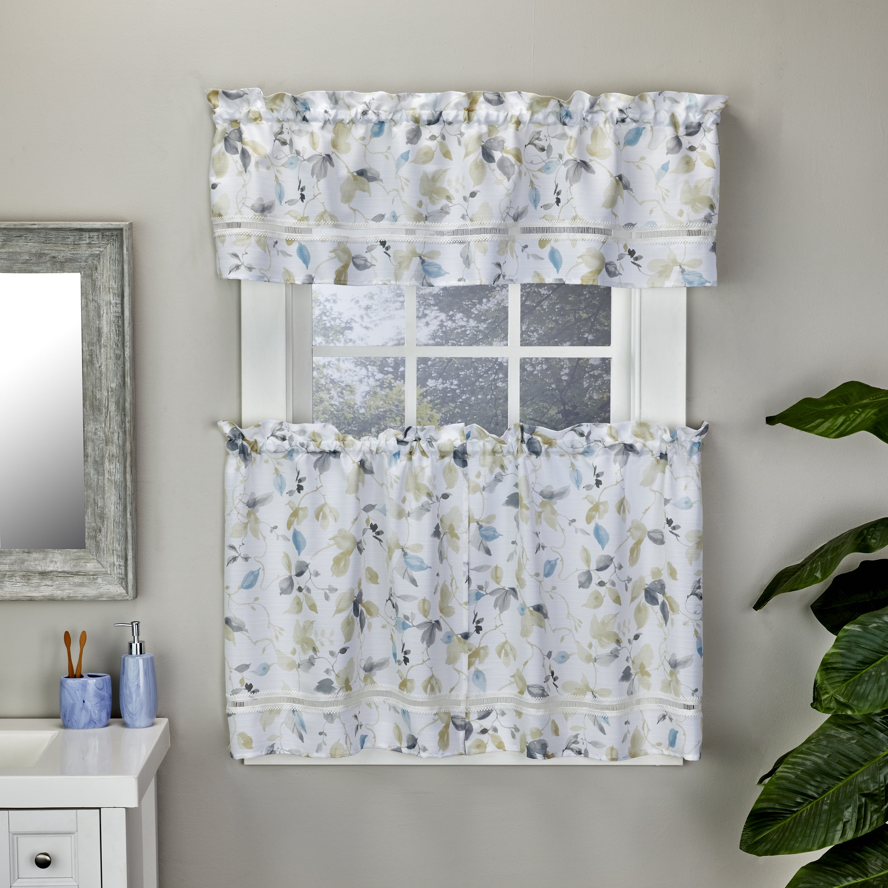 SKL Home Bodega Bay Window Tiers, Rod Pocket Light Filtering , 56 in x 36 in, 2 Panels