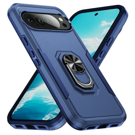 Dteck for Google Pixel 10/10 Pro Case with Kickstand Armor Magnetic Ring Rugged Protective Military Grade Shockproof Case for Google Pixel 10/10 Pro Phone Cover,Blue